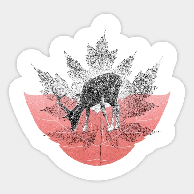 Deer throw Maple tree leaf illustration Sticker by Choulous79